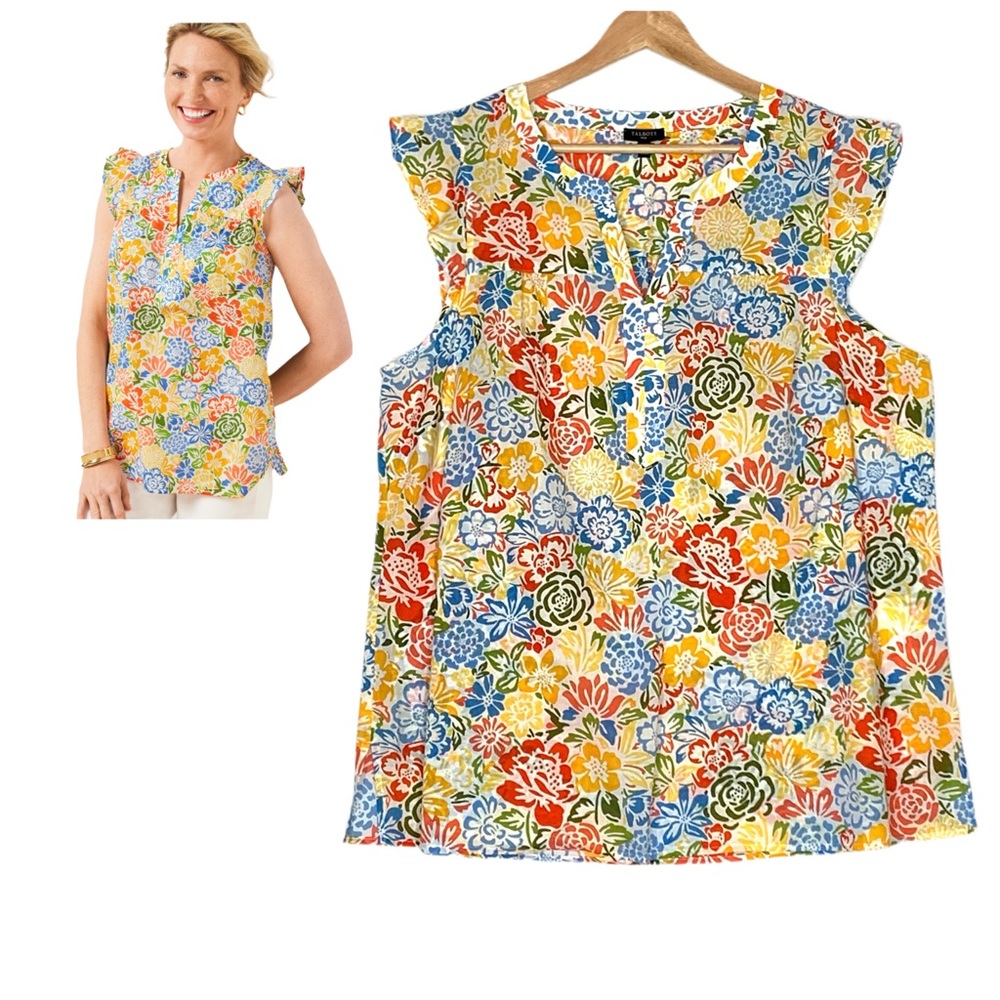 Talbots Plus Blossom Garden Shell Multi Color Flo… - image 1